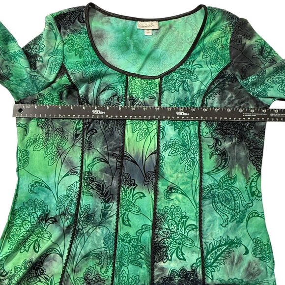 Vtg Y2k Whimsigoth Top Women’s Sz XL Dark Fairy Forest Goblin Velvet Detail - Picture 3 of 11